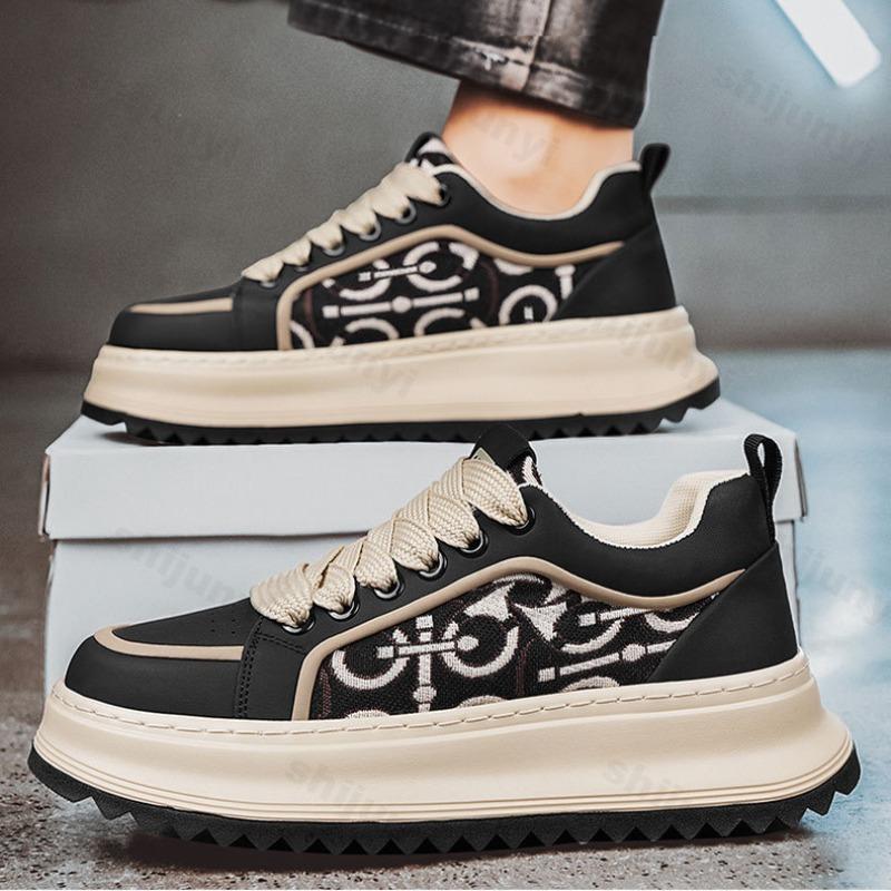 Мужские кроссовки дизайнерские кеды модные повседневные из микрофибры кожаная ткань дышащие с увеличением высоты подошвы для улицы на плоской платформе