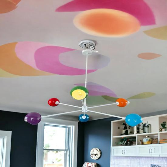 6-рожковая цветная люстра в форме глазного яблока, подвесной светильник середины века для спальни, всех помещений для столовой, потолочное освещение