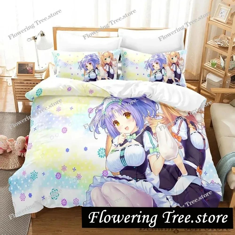 Каваий комплект постельного белья Nekopara Односпальный Полуторный Двуспальный Кинг-сайз Комплект для кровати Взрослый Детский Спальня Комплекты пододеяльников Аниме Parure De Lit Bed