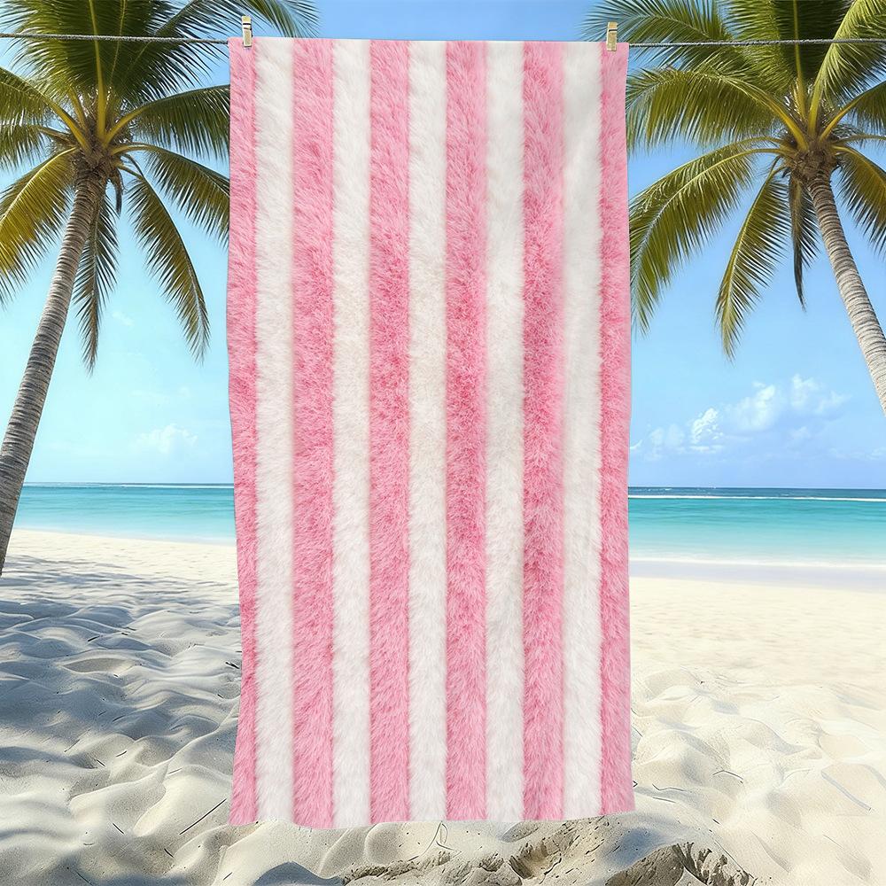 Popular Striped Printed Beach Towel Quick-Drying Non-Sand Adult Swimming Bath Towel Microfiber Towel