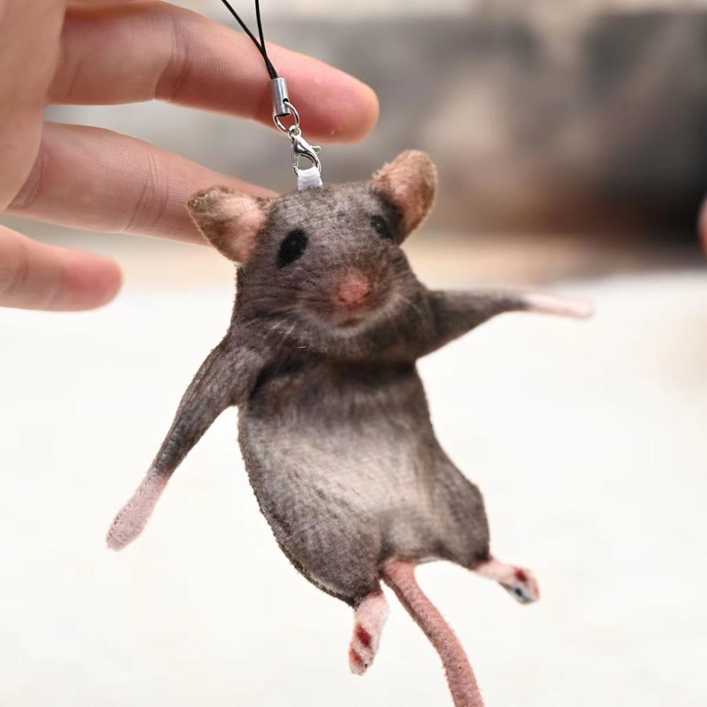 Bendable Mouse Keychain Wire Frame Mouse Doll Novelty Rat Plush Pendant Kids Toy