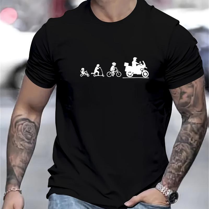 Transportation Evolution Silhouette Print T-Shirt,Soft Breathable & Fade-Resistant, Classic Fit for Daily Casual Wear