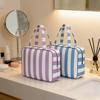 Large Capacity Striped Toiletry Storage Bag Collapsible Cosmetic Pouch Travel Makeup Bag  Gym