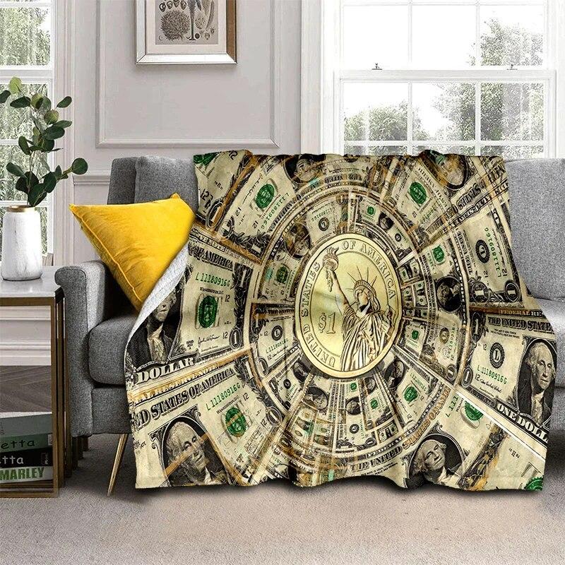 Богатое 3D одеяло с узором в долларах и евро, мягкое одеяло для дома, спальни, кровати, дивана, пикника, путешествия, офиса, одеяло, детское одеяло