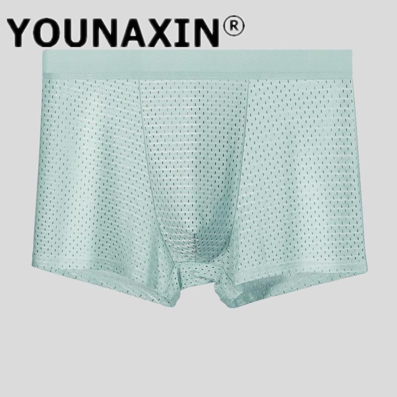 Мужское нижнее белье из дышащей сетки Ice Silk из дышащего графена с антибактериальной сеткой, шорты-боксеры большого размера для молодежи L XL 2XL 3XL 4XL 5XL