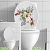 Flower Bird Toilet Sticker Waterproof Removable Self-adhesive PVC Living Room Bathroom Wall Art Floral Animal Toilet Seat Lid Decoration Decal
