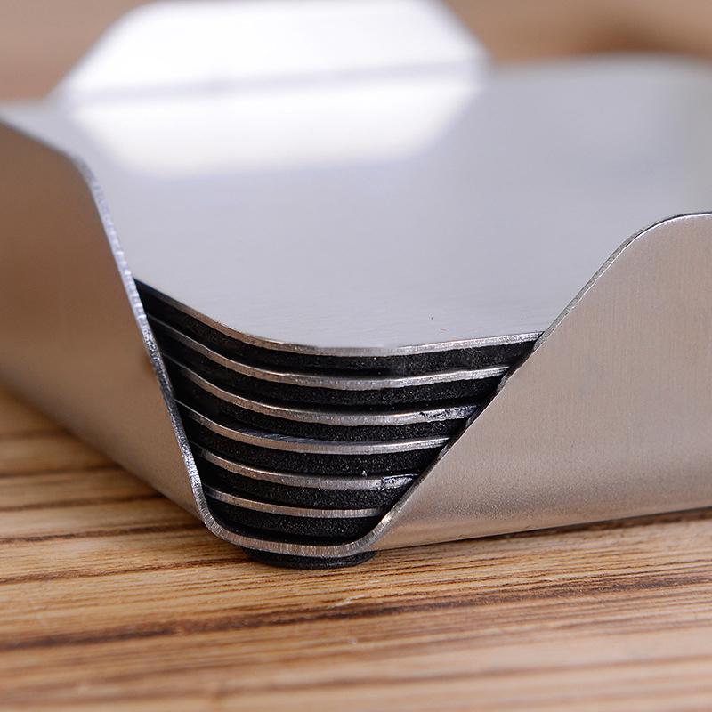 6 шт./комплект из нержавеющей стали, квадратная металлическая подставка под тарелку, коврик для стола, противоскользящая кружка для кофе, чашка, миска, изоляция, креатив, круто
