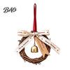 Winter Holiday Hanging Items Christmas Bell Rattan Wreath Ornament, Rustic Door Handle Wind Gift Tags For Presents Chime Decor with Ribbon Bow,