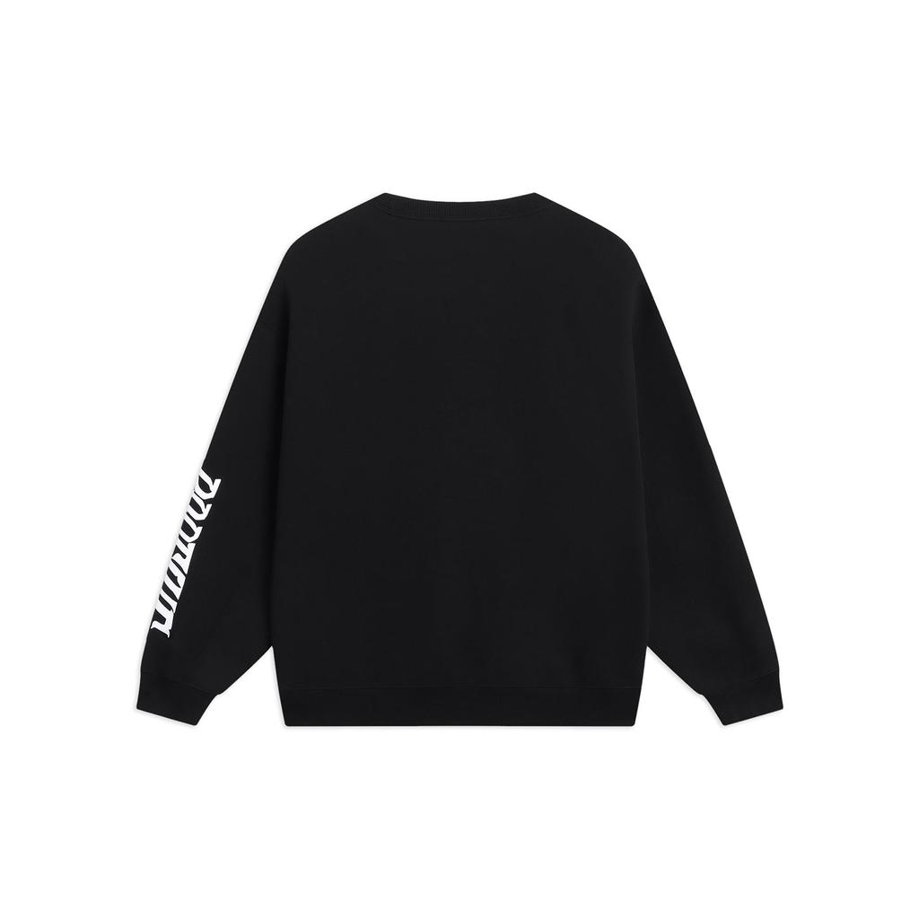 Li-Ning Свитшот-пуловер Anti Series с круглым вырезом, однотонный, унисекс, черный AWDT087-4