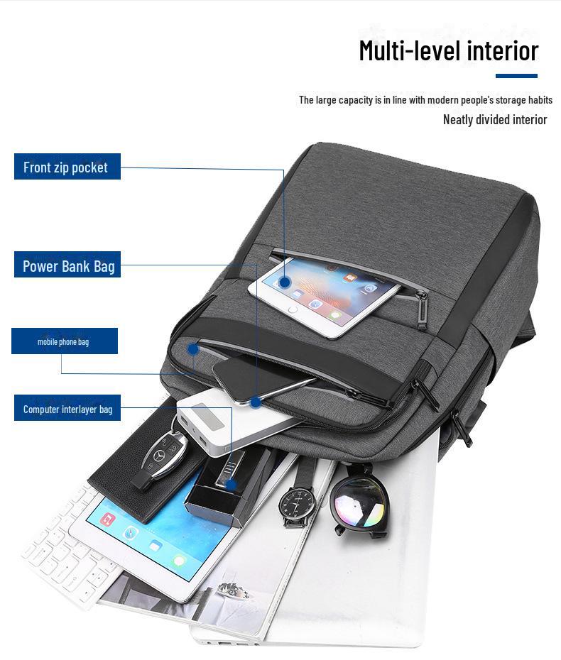 High-End Fashion Men's Waterproof Travel Backpack with Large Capacity