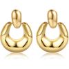 Amicon Chunky Gold Stud Earrings for Women 14k Gold Plated Hypoallergenic Earrings Statement Trendy Fashion Gold Jewelry Gifts