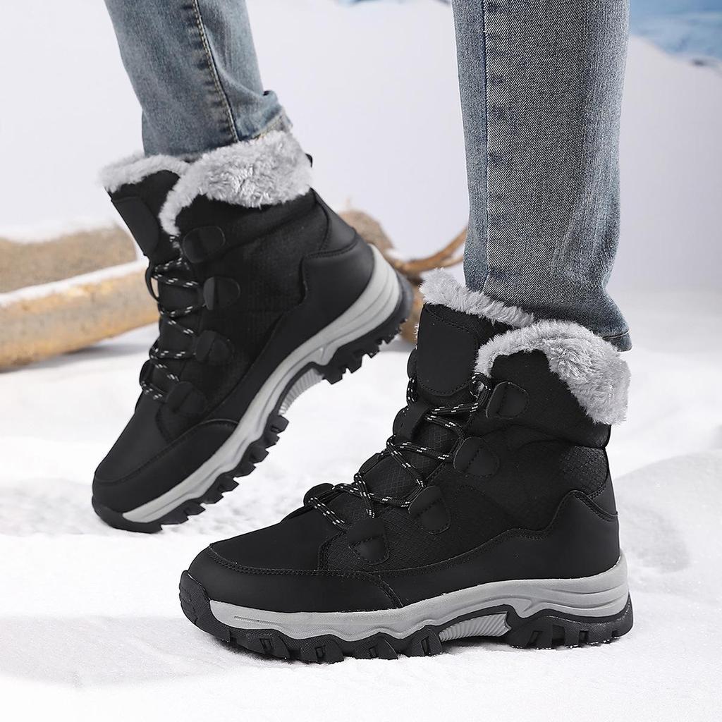 Женские зимние сапоги Plus Snow Boots Casual Suede Medium Warm High Top Cotton Shoes Large Antislips Solid Color Strap Up Rope