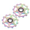 2PCS 11T Aluminum Alloy Pulley Jockey Wheel for Rear Derailleur Oil Slick Color Pattern Bike Parts