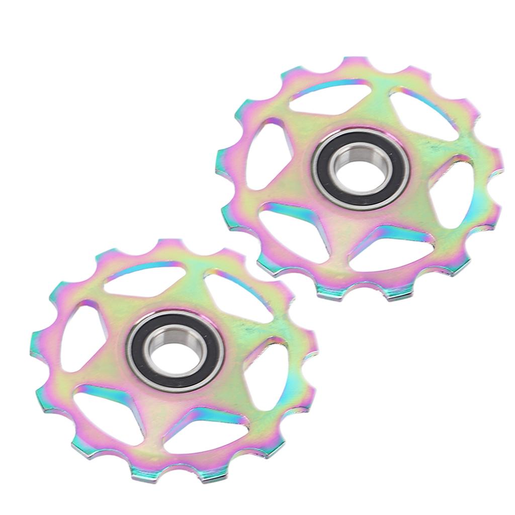 2PCS 11T Aluminum Alloy Pulley Jockey Wheel for Rear Derailleur Oil Slick Color Pattern Bike Parts