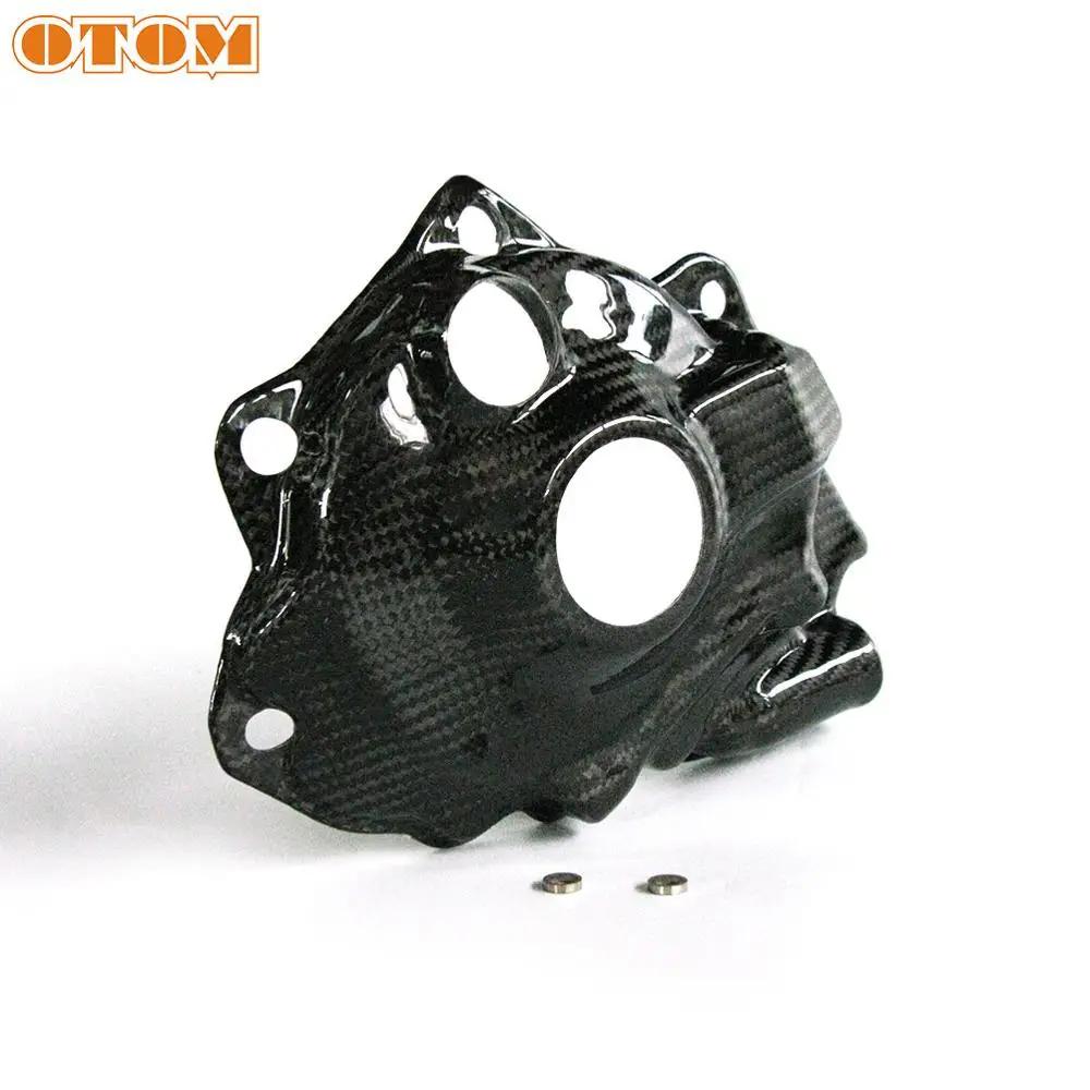 OTOM Motorcycle Clutch Ignition Cover Protector Carbon Fiber Motocross Engine Stator Magneto Guard For HONDA CRF250R 2018-2020