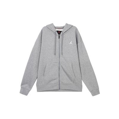 Essentials Solid Color Hooded Zip-Up Casual Jacket Men Outerwear Dark-Grey FJ7772-091