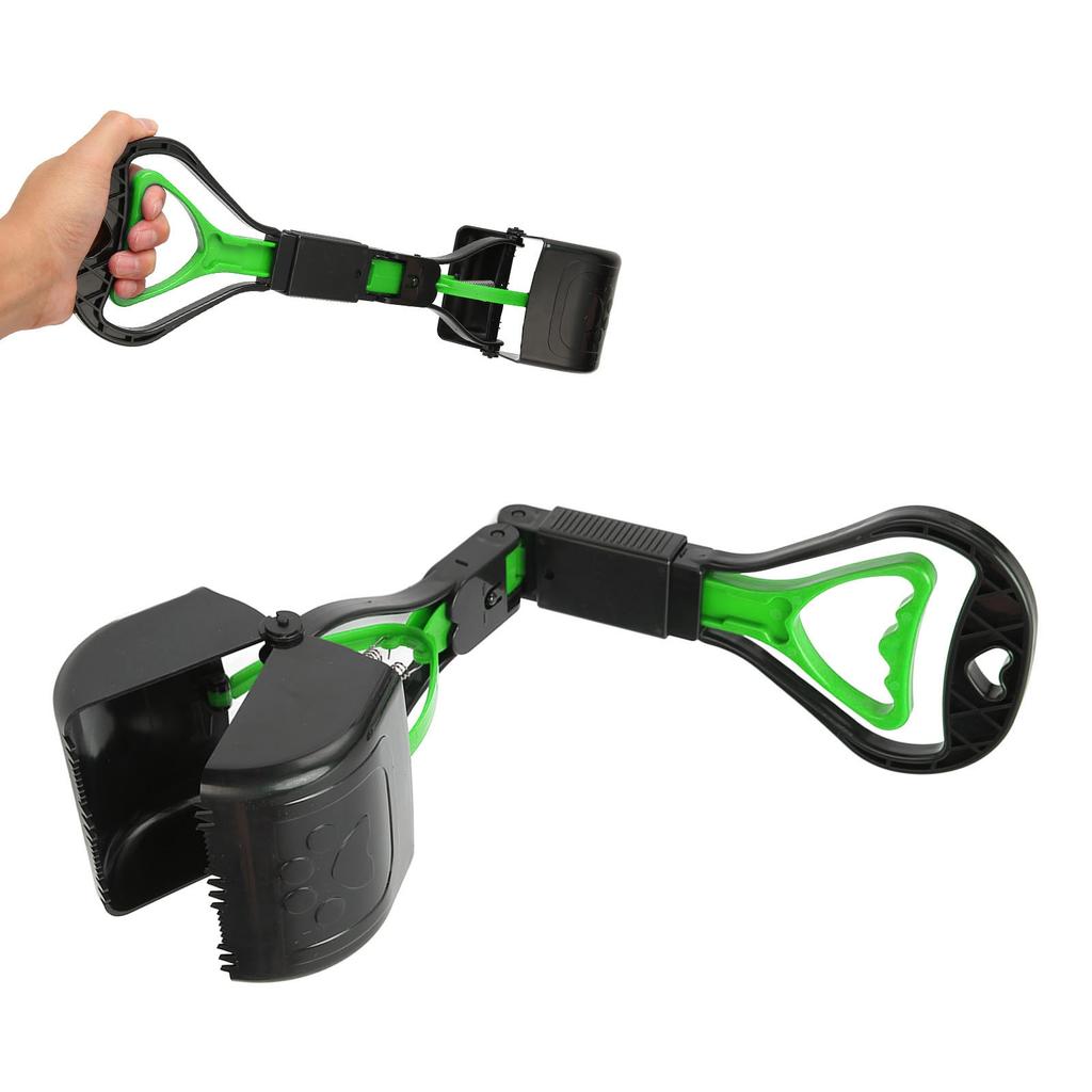 Pet Pooper Scooper Multipurpose Long Handle High Strength Durable Folding Portable Dog Poop Scooper for Outdoor Green