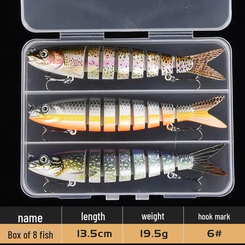 Многосекционная твердая приманка для пресноводной рыбы, 14 см, 8 секций, дальний заброс - популярная распродажа рыболовных снастей.