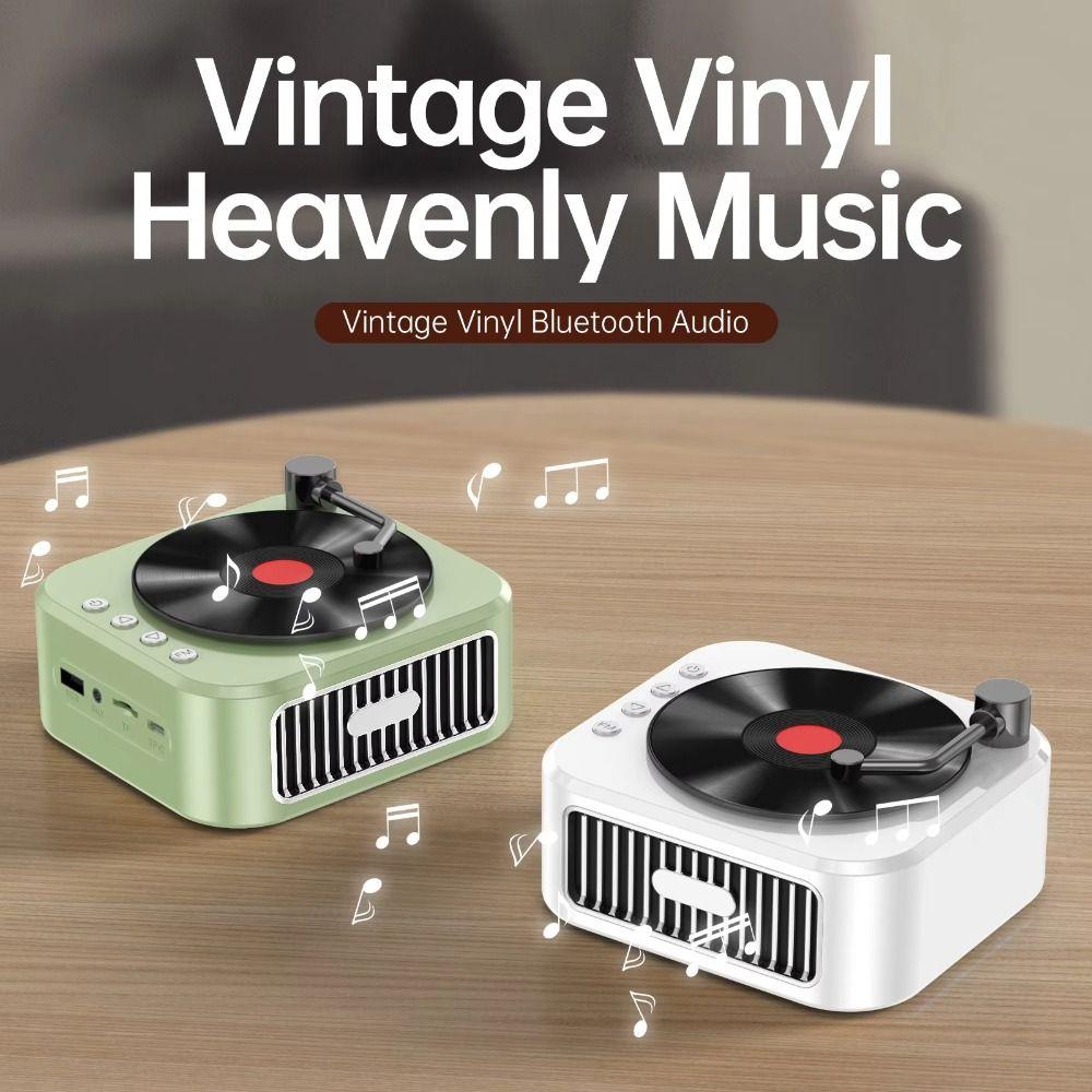 Виниловый проигрыватель с насыщенными басами, Hi-Fi звук, водонепроницаемый, мини-беспроводной Bluetooth-динамик, USB-интерфейс, ностальгический портативный динамик