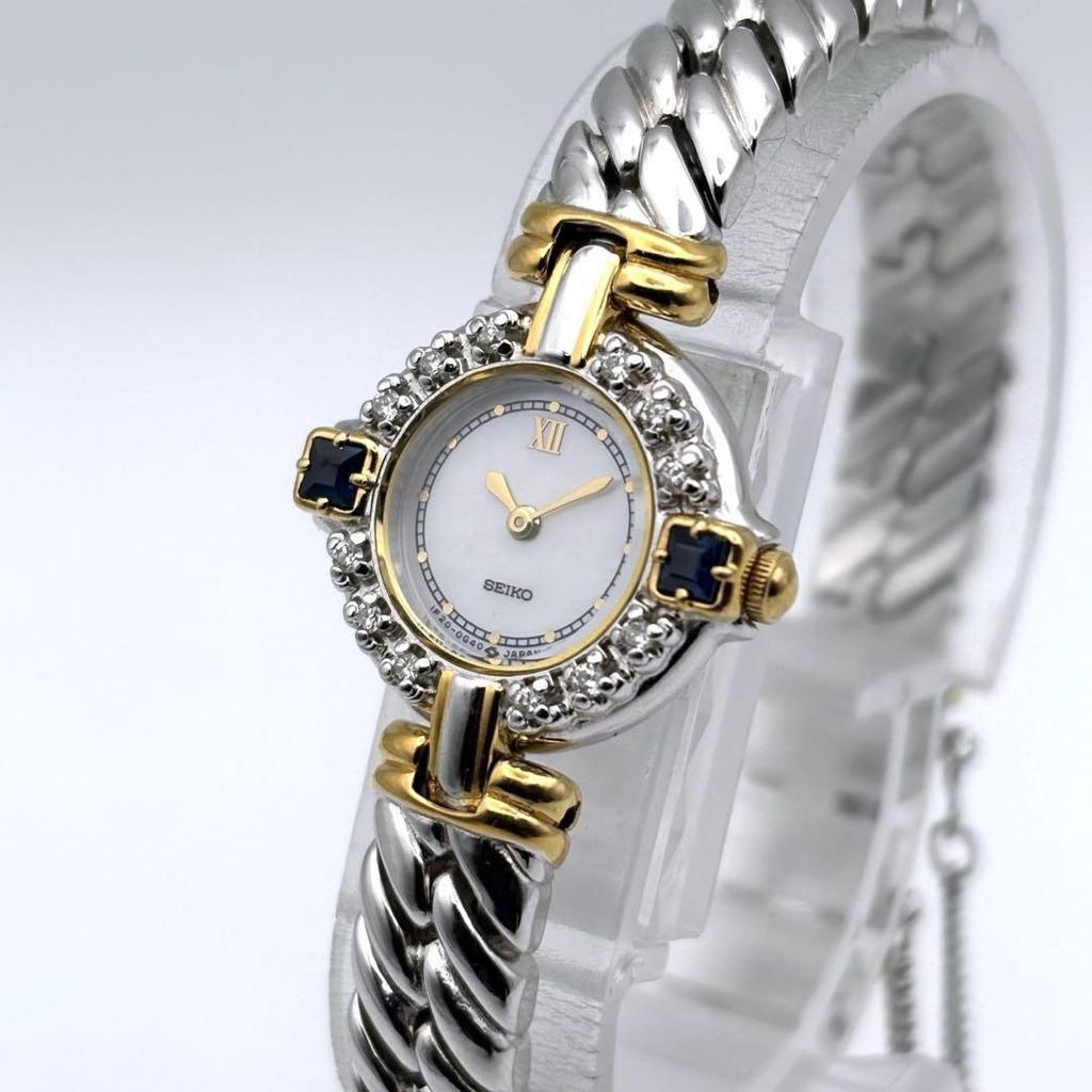 [USED] SEIKO Excellence Quartz Shell Dial Diamond Sapphire Watch