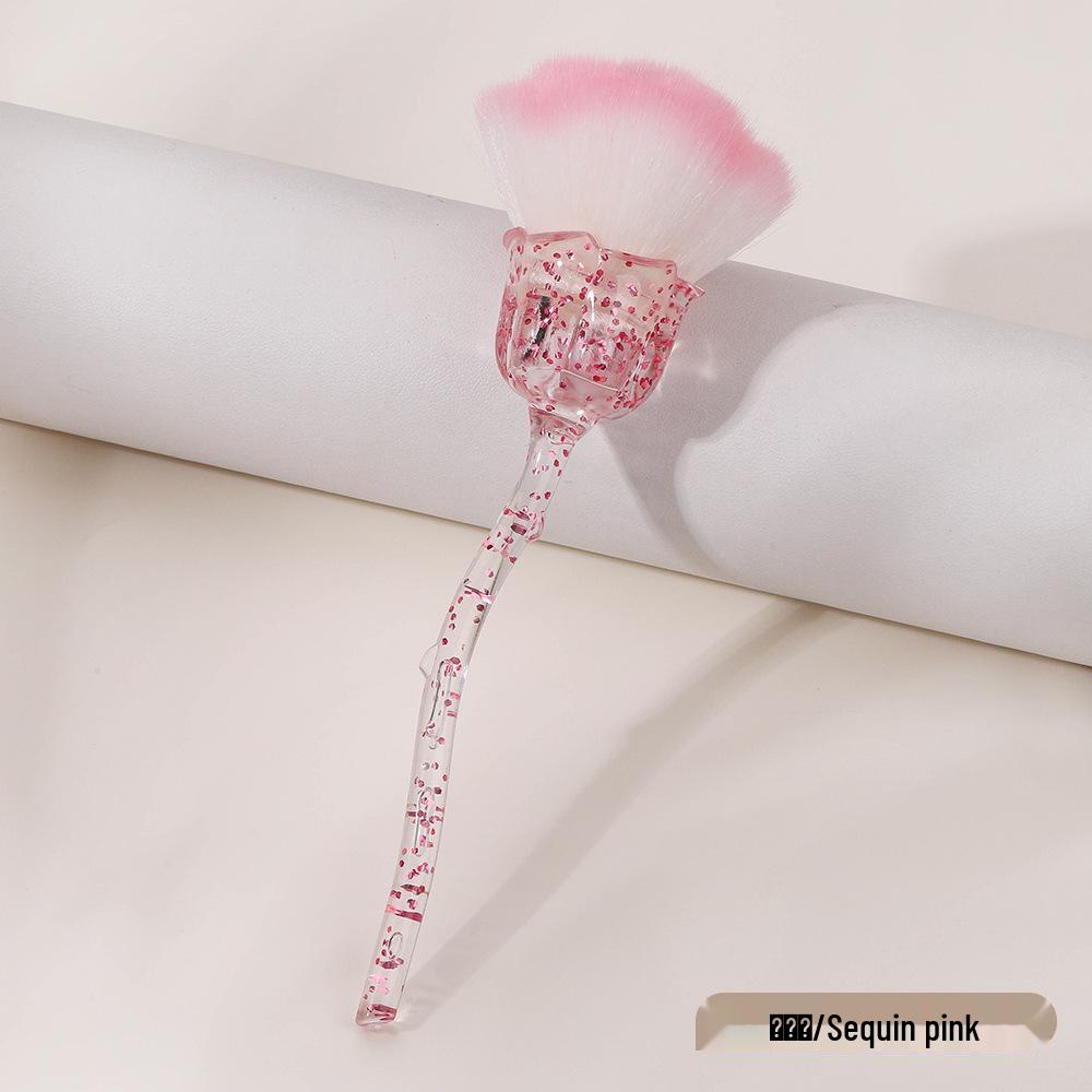 Кисть для удаления пыли с ногтей «Роза» с мягкой щетиной - Доступно несколько цветов