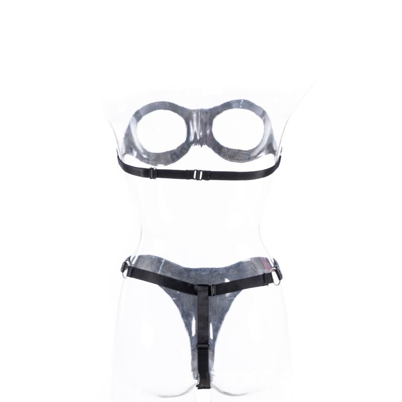 Sexy Temptation Lingerie Open Cup Bustier Set with Women Leather Bondage Clothes for Fetish BDSM Bundle Adult Sex Toys