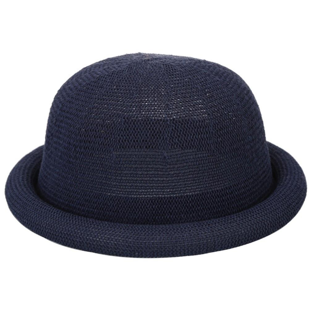 Round Top Roll Brim Hat Raffia Weave Sun Visor Hat Elegant Straw Hat Beach Vacation