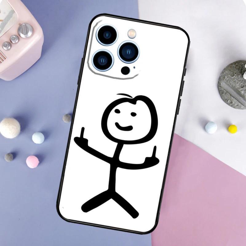Чехол для мобильного телефона iPhone15 Pro с забавным выражением лица и парой Stickman, чехол для мобильного телефона с рисунком волос, устойчивый к падению