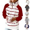 Fashion Women's Pocket Stripe Printed Swap Long Sleeve Hooded Sweatshirt Top