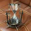 Sand Timer, Brass and Wood Sand Clock, Engraved Hourglass for Home, Office and Decor