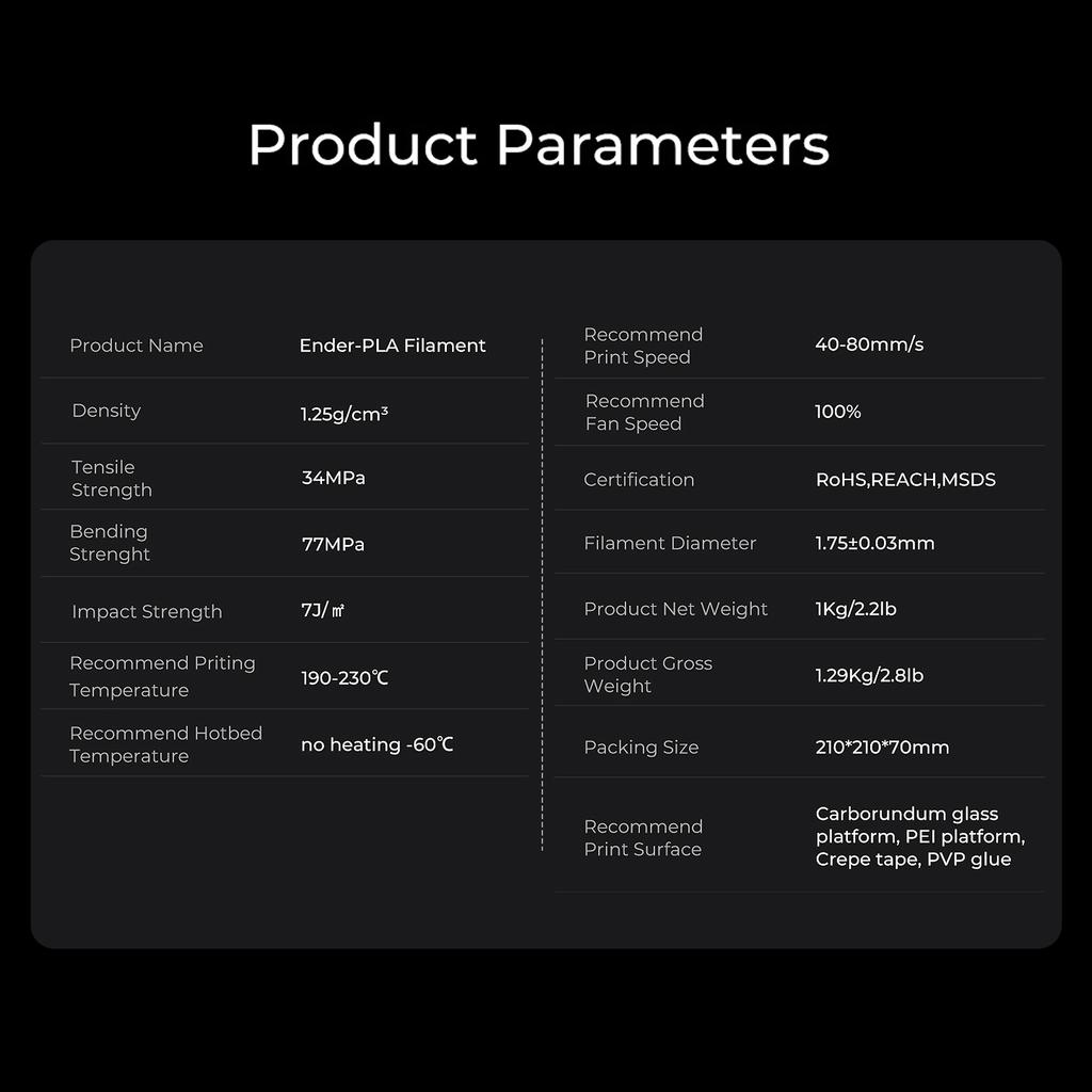 Creality Ender-PLA Filament Spool 2 Pack for Ender Series CR Series All FDM Creality 3D Printer