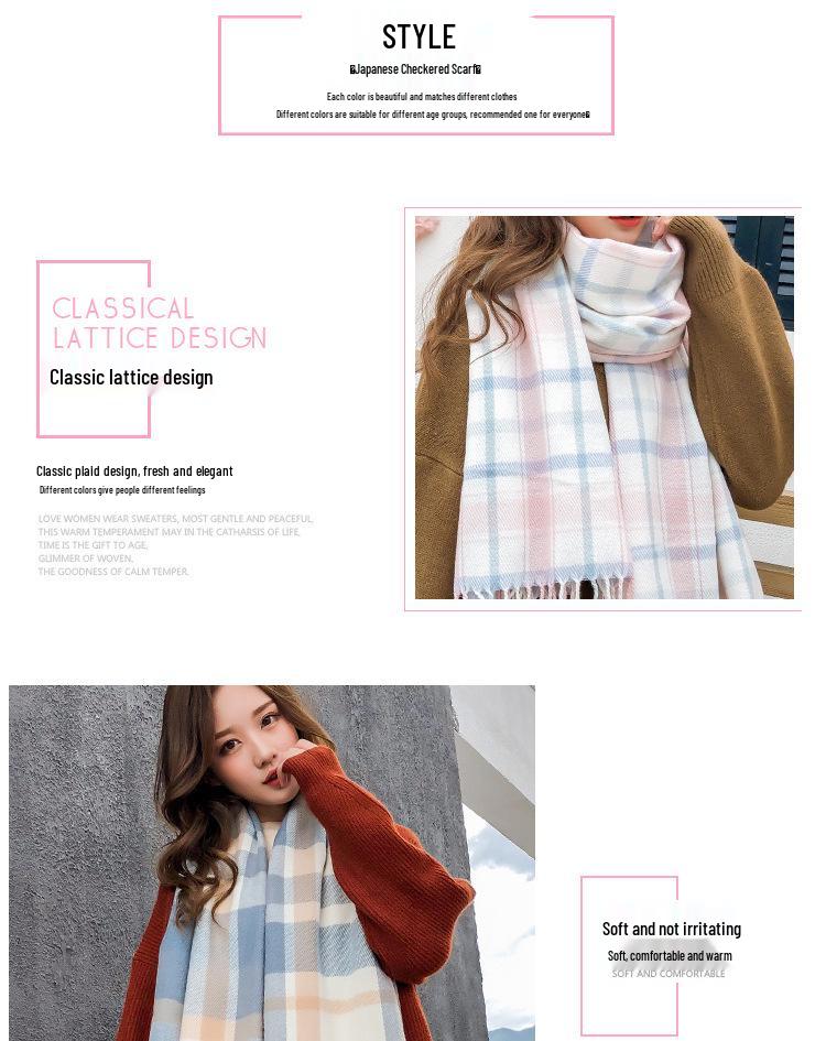 Новый клетчатый шарф в корейском стиле: Теплая, Утолщенная Осенне-Зимняя Шаль для Женщин и Студентов - Милый Утеплитель для Шеи в Стиле Интернет-Знаменитости