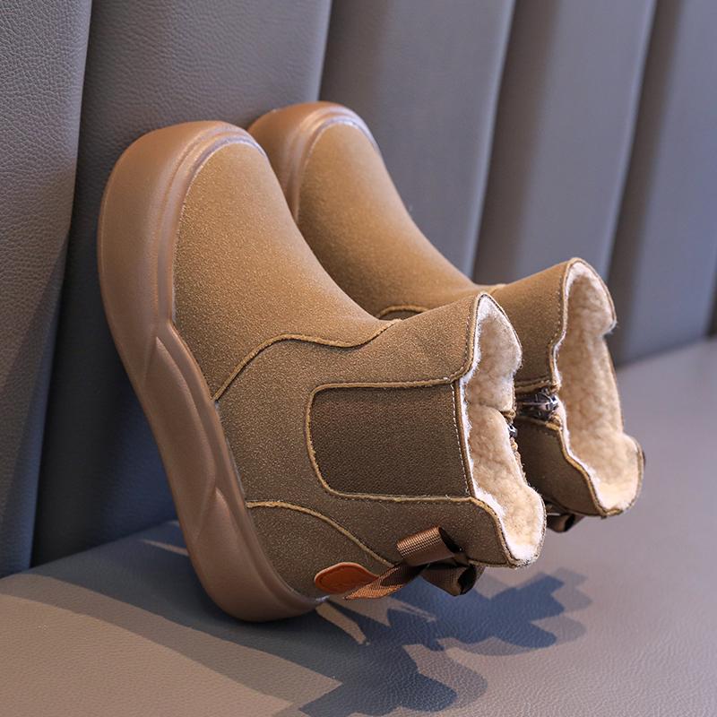 Girls Cotton Boots Winter Simple Children's Platform Ankle Boots Trend Versatile Bowknot Kids Fashion Causal Plush Short Boots