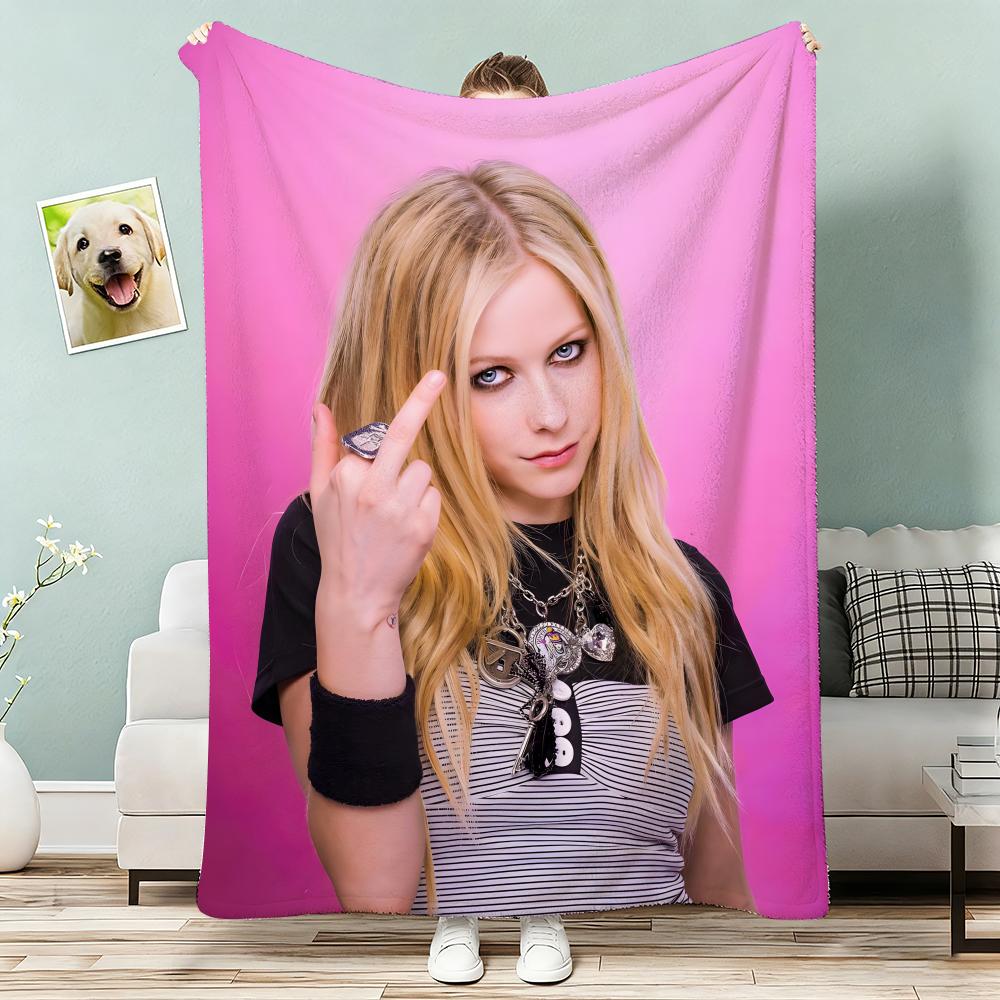 Star Singer Avril Lavigne Throw Lightweight 240g Flannel Blanket Soft Skin-friendly for Summer Cooling