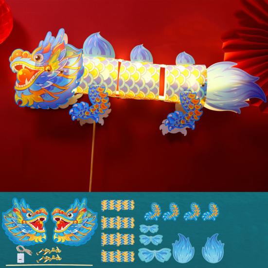1 Set Dragon Lantern DIY Colorful Chinese Style Glowing Lantern for Spring Festival New Year Decoration
