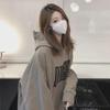 Women's Retro Fleece Sweatshirt - Korean Style Hooded Print for Autumn & Winter