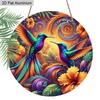 2D Flat 1pc Vintage Colorful Hummingbird Aluminum Sign Round Ornament, Home Office Garden Courtyard Living Room Balcony Decor, Indoor/Outdoor Door
