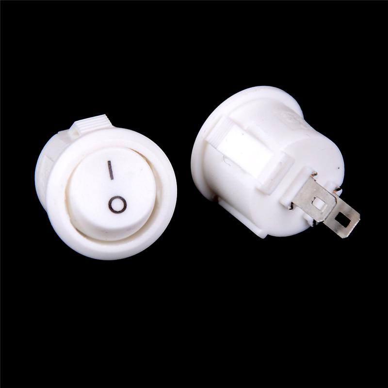 10Pcs 16Mm Diameter White Round Boat Rocker Switches Mini 2Pin On-Off Switches 3A/250V