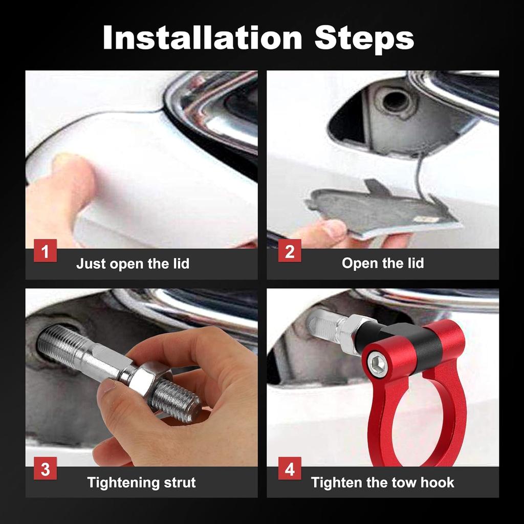 WRX Racing Tow Hook,IS2303 Front Tow Hook Ring Tow Eye Billet Aluminum Red Tow Hook for BRZ/Impreza/WRX/STi(Red)