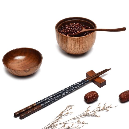 Rice Bowl Japanese Style with Lid Dishwasher Safe Food Container Tableware Rice Salad Soup Snack Wooden Bowl Kitchen Supplies