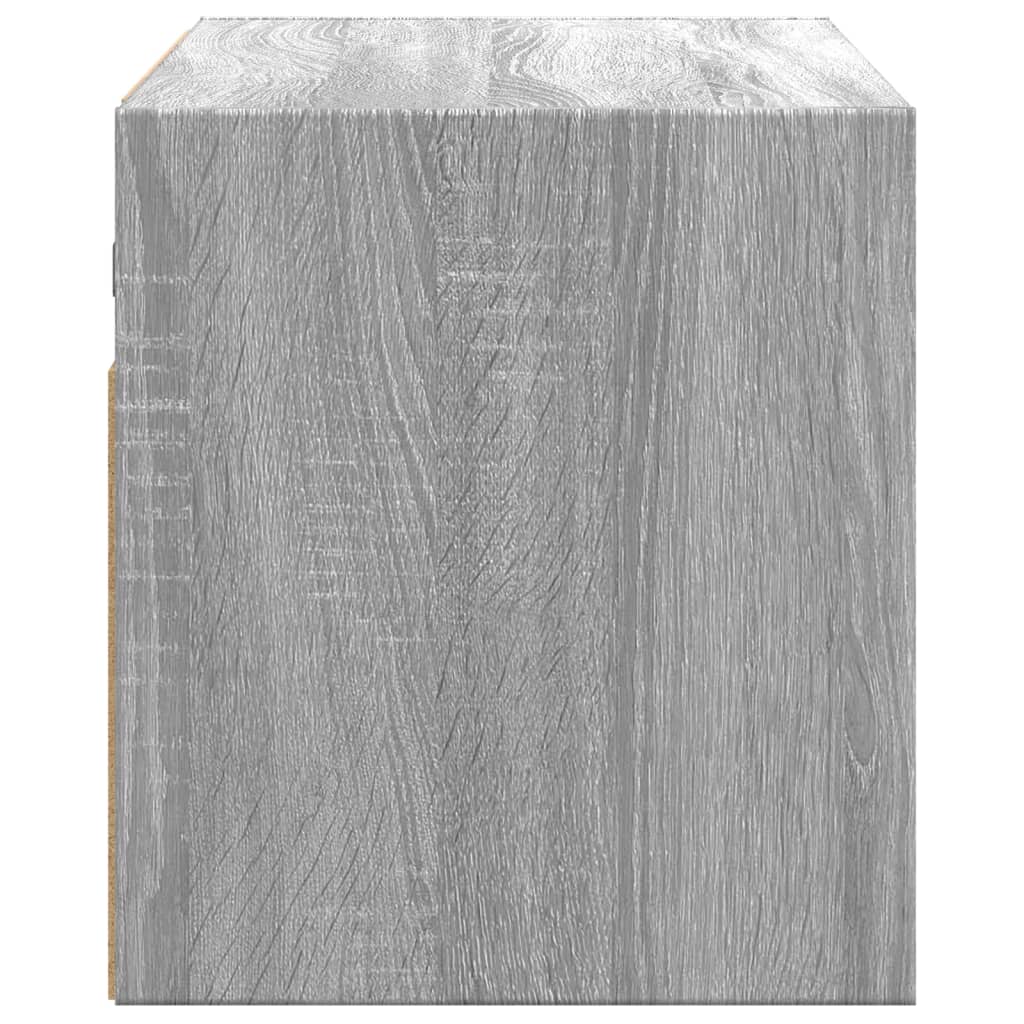 Wall Mounted TV Cabinet with LED Lighting Grey Sonoma 80 x 31 x 35 cm