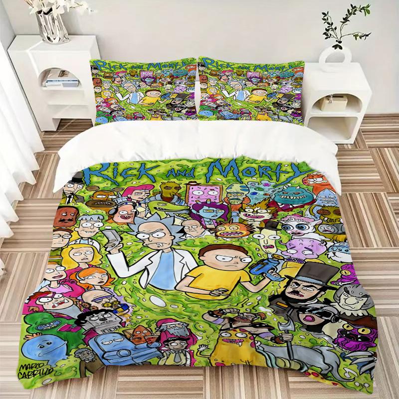 Rick Morty Cosmic Adventure Print 3Pcs Bedding Setduvet Cover With 2 Bedropillowcase Home Birthday Gift