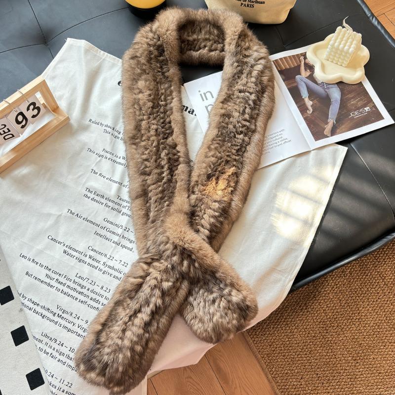 Real Rex Rabbit Fur Long Scarf Winter Warm Double-Sided Woven Fur Neck Warmer Luxury Wide Fur Collar Natural Fur Scarf Shawl