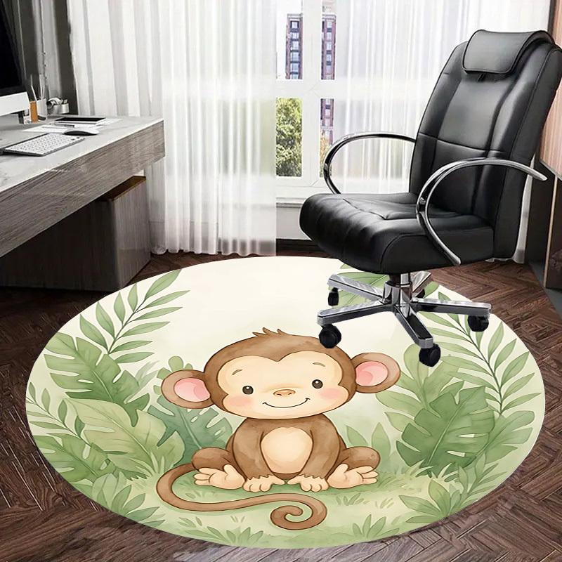 1PC Monkey Jungle Non-Slip Floor Round carpet, Office, family, bedroom, Large Area Rug Indoor Rugs, Durable Polyester-Z0417