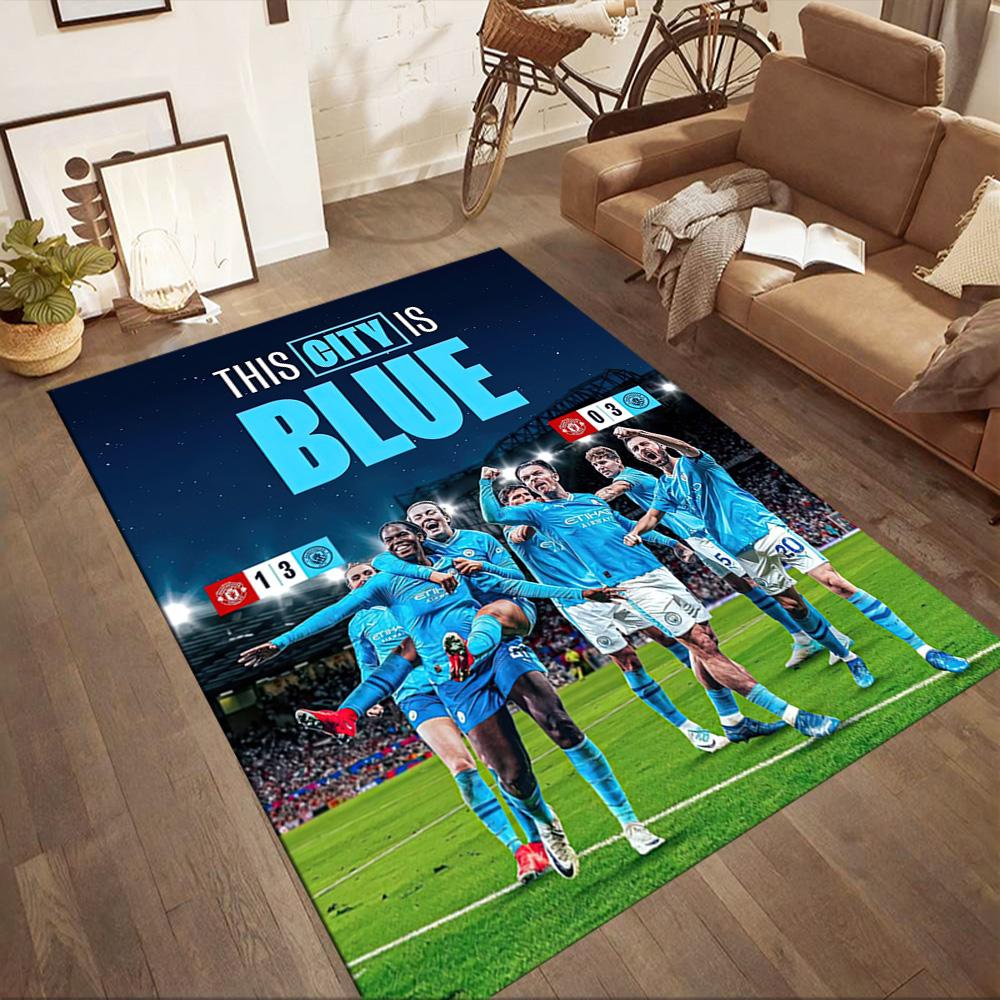 Manchester City Floor Mat Suitable For Living Rooms Playrooms Kitchen Foyer Antislip Carpet Anime Office Decor Wedding Party Gift