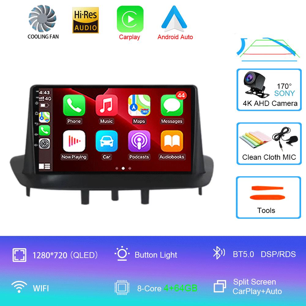 Автомобильное радио Android 14 для Renault Megane 3 Fluence 2008-2014 Мультимедийный видеоплеер Навигация Стерео DVD Carplay Головное устройство WIFI