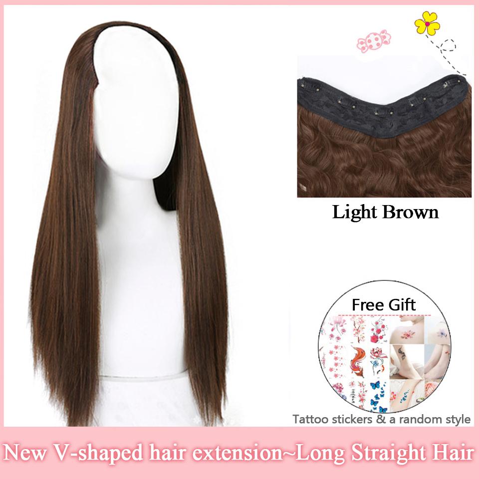 5 зажимов V тип накладные волосы синтетические наращивание волос вьющиеся термостойкие волосы