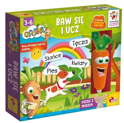 Lisciani carotina baw się i ucz zawiera 8 interaktywnych kart oraz puzzle