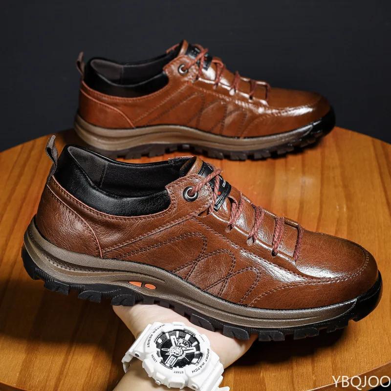 New Fashion Autumn Men Leather Shoes Brogue Casual Safety Shoes Men Genuine Leather Shoes Work Business Casual Sneakers Size 48