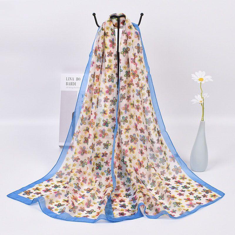 Women's Scarves, Fashionable Chiffon Printed Scarves, Long Neck Protection, Thin Rectangular Scarves